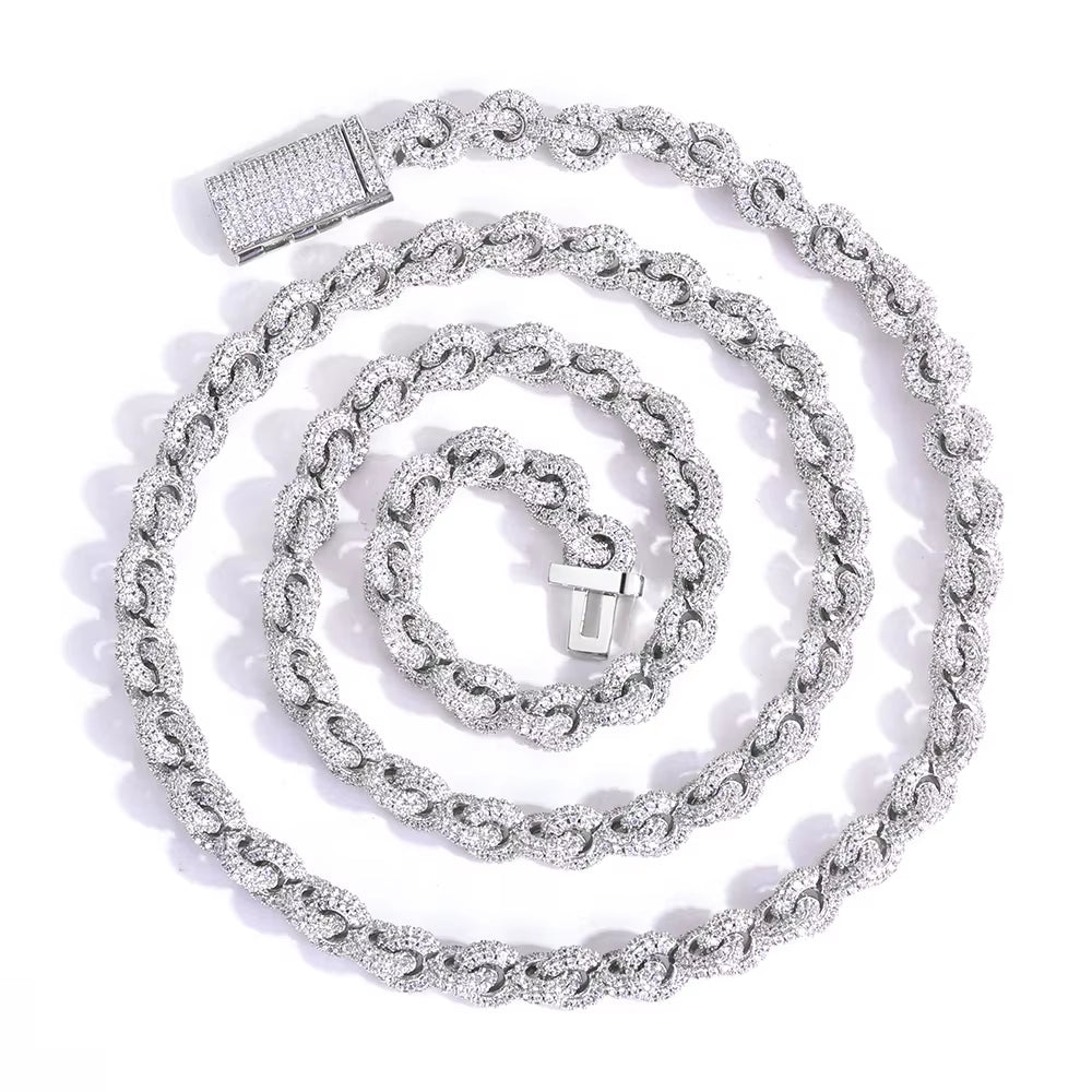 Luxury Flip Buckle Necklace for Men O Shaped Chain Design Full Iced Out Zircon Diamond Hip Hop Fine Jewelry - MCROONS.COM