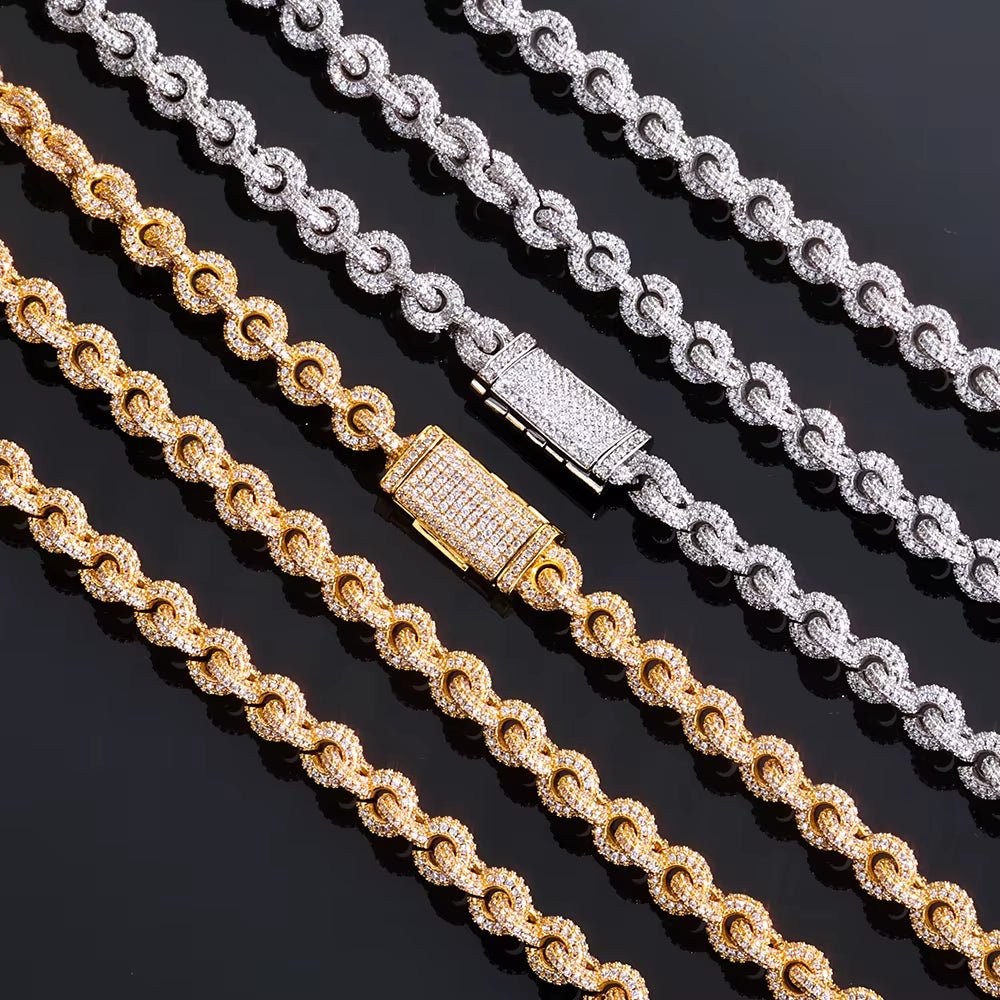 Luxury Flip Buckle Necklace for Men O Shaped Chain Design Full Iced Out Zircon Diamond Hip Hop Fine Jewelry - MCROONS.COM