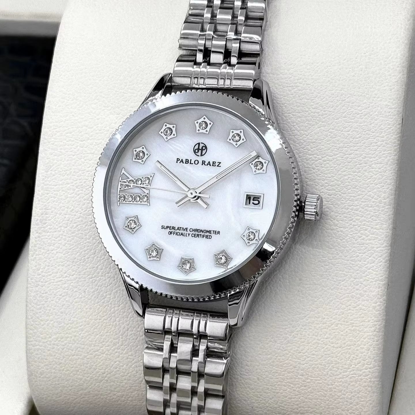 Luxury Girls' Steel Waterproof Watch Customized Logo Quartz Watch Fashionable Diamond Watch for Women - MCROONS.COM