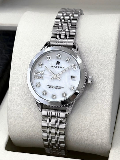 Luxury Girls' Steel Waterproof Watch Customized Logo Quartz Watch Fashionable Diamond Watch for Women - MCROONS.COM