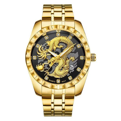 Luxury Men Watch Quartz Watches Gold Dragon Stainless Steel Quartz Watches Waterproof Wholesale Custom Logo Wristwatches - MCROONS.COM