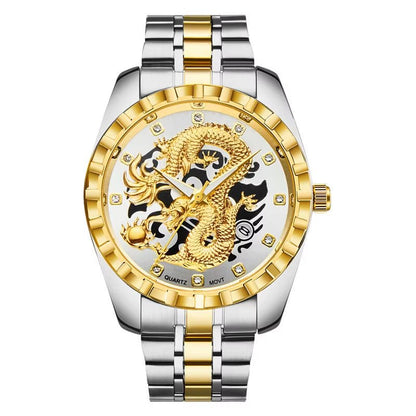Luxury Men Watch Quartz Watches Gold Dragon Stainless Steel Quartz Watches Waterproof Wholesale Custom Logo Wristwatches - MCROONS.COM