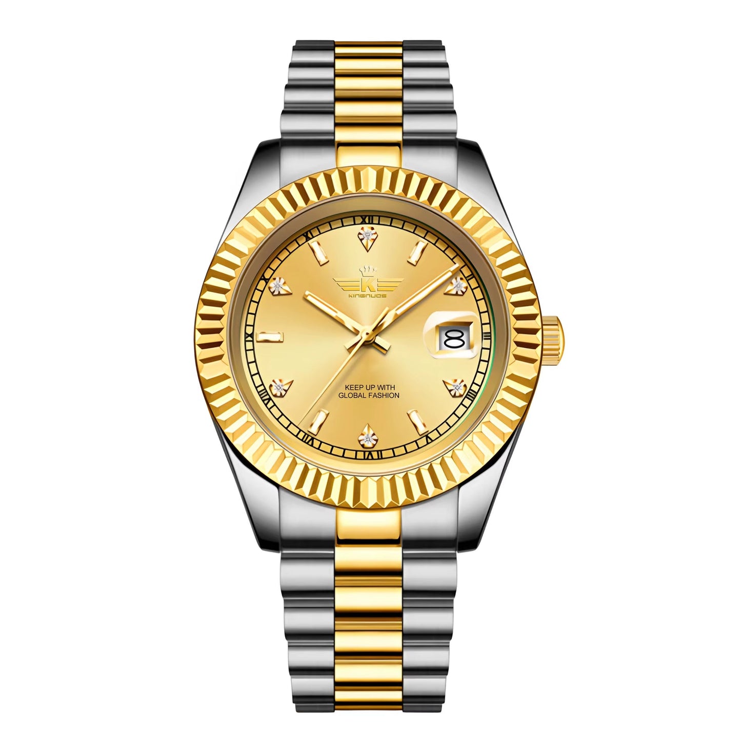 Luxury Men'S Business Wristwatch Waterproof Calendar Stainless Steel Quartz Watch Customized Logo for Men - MCROONS.COM