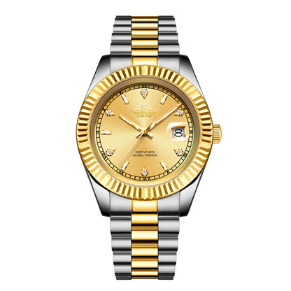 Luxury Men'S Business Wristwatch Waterproof Calendar Stainless Steel Quartz Watch Customized Logo for Men - MCROONS.COM