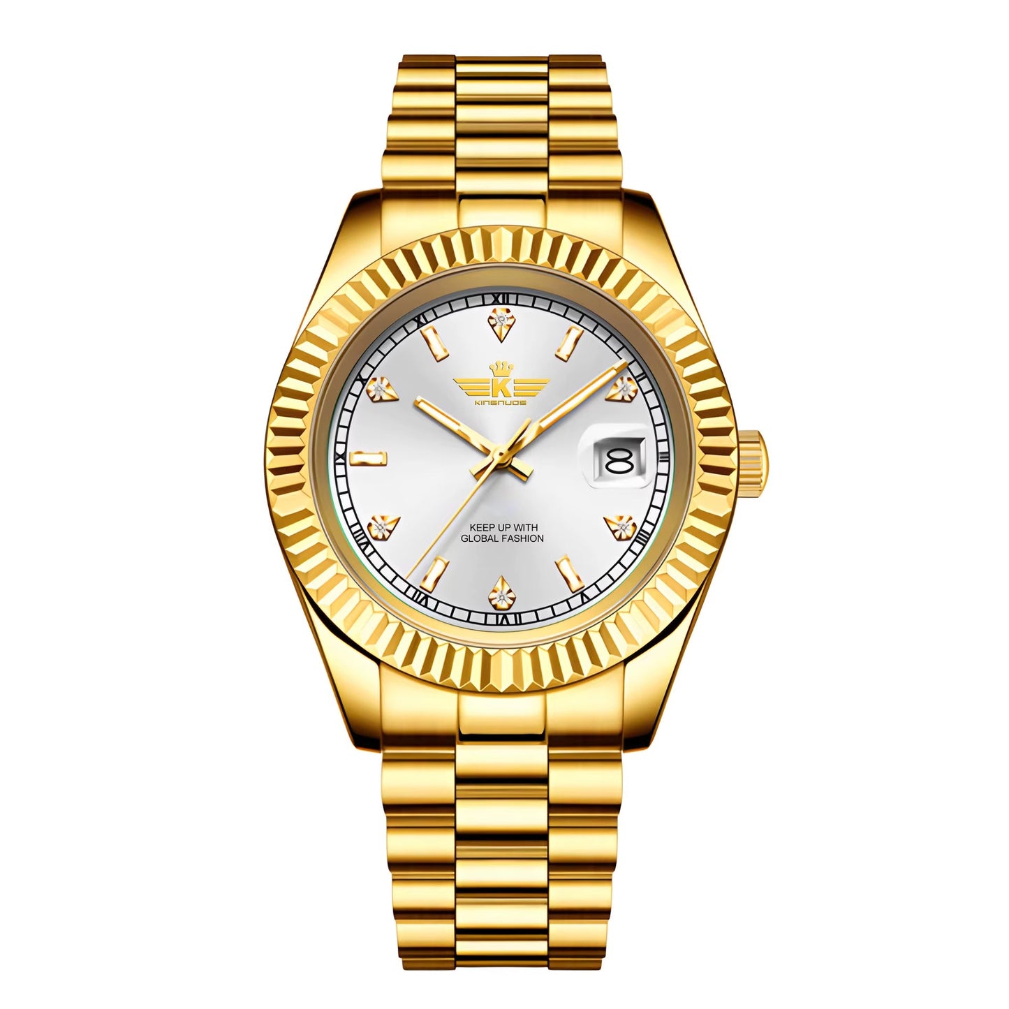 Luxury Men'S Business Wristwatch Waterproof Calendar Stainless Steel Quartz Watch Customized Logo for Men - MCROONS.COM