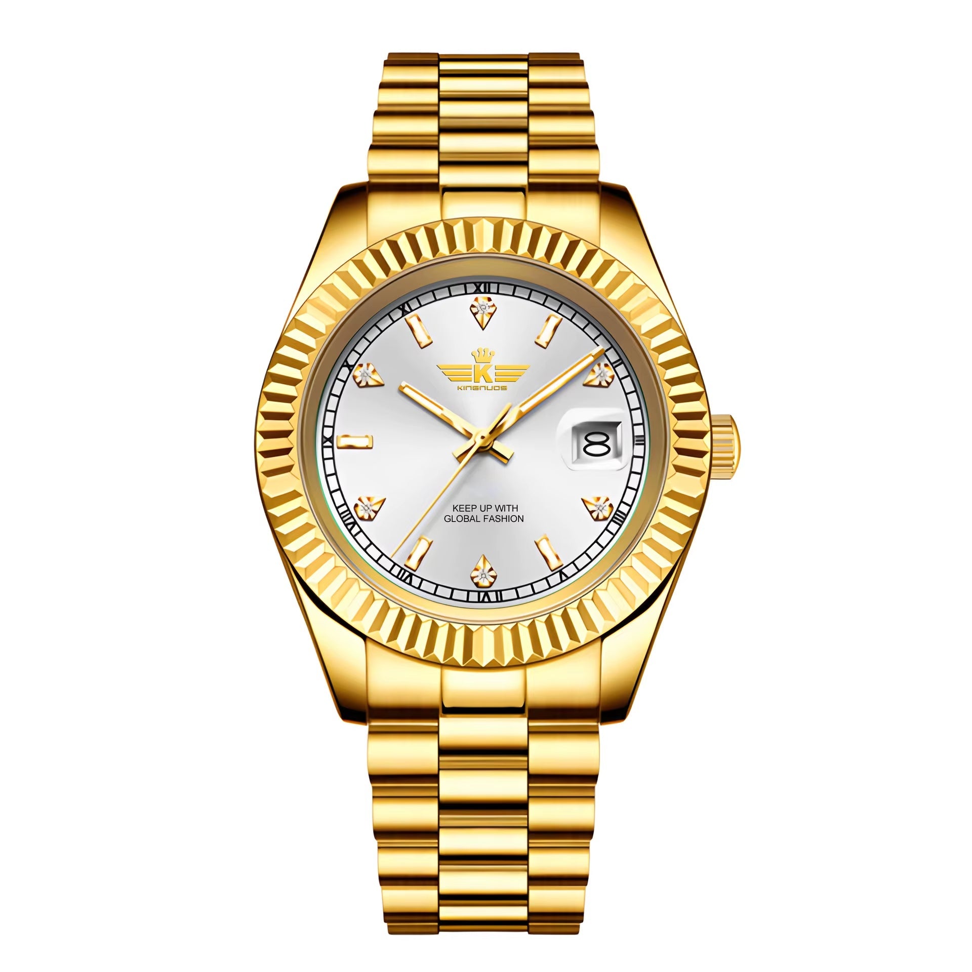 Luxury Men'S Business Wristwatch Waterproof Calendar Stainless Steel Quartz Watch Customized Logo for Men - MCROONS.COM