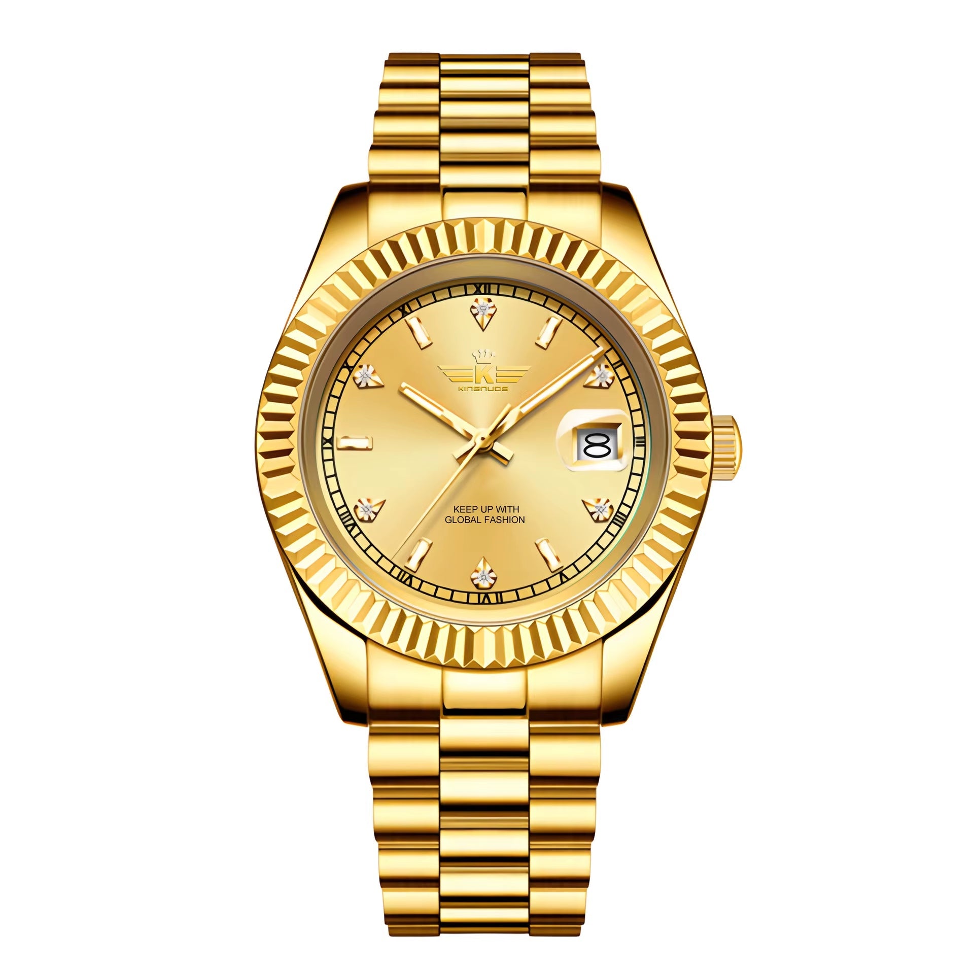 Luxury Men'S Business Wristwatch Waterproof Calendar Stainless Steel Quartz Watch Customized Logo for Men - MCROONS.COM