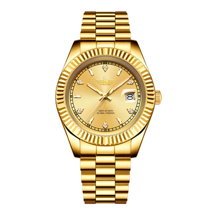 Luxury Men'S Business Wristwatch Waterproof Calendar Stainless Steel Quartz Watch Customized Logo for Men - MCROONS.COM