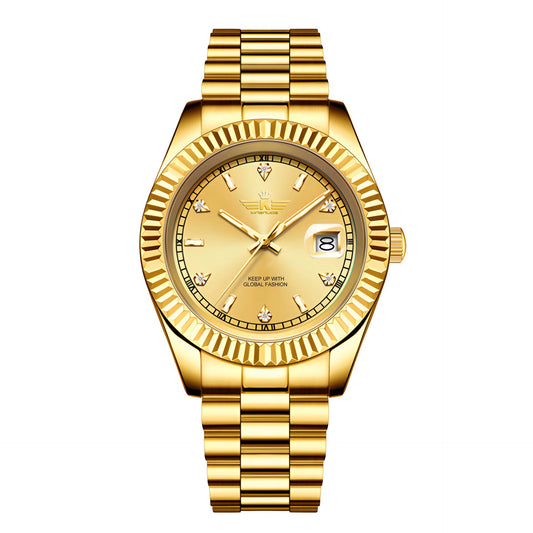 Luxury Men'S Business Wristwatch Waterproof Calendar Stainless Steel Quartz Watch Customized Logo for Men - MCROONS.COM