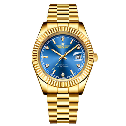 Luxury Men'S Business Wristwatch Waterproof Calendar Stainless Steel Quartz Watch Customized Logo for Men - MCROONS.COM