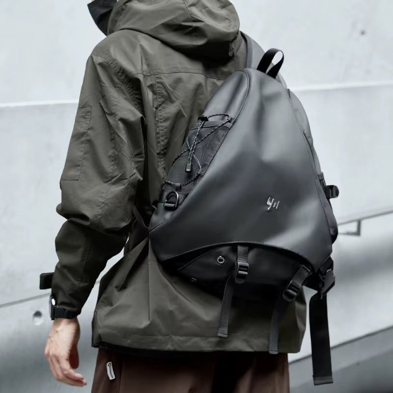 Luxury Men'S Chest Bag Waterproof Travel Crossbody Bags Embroidered Logo Leather Mixed Oxford Sports Causal Sling Bag for Men - MCROONS.COM