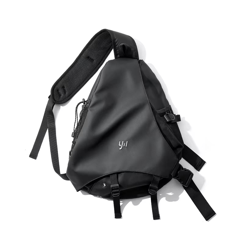 Luxury Men'S Chest Bag Waterproof Travel Crossbody Bags Embroidered Logo Leather Mixed Oxford Sports Causal Sling Bag for Men - MCROONS.COM