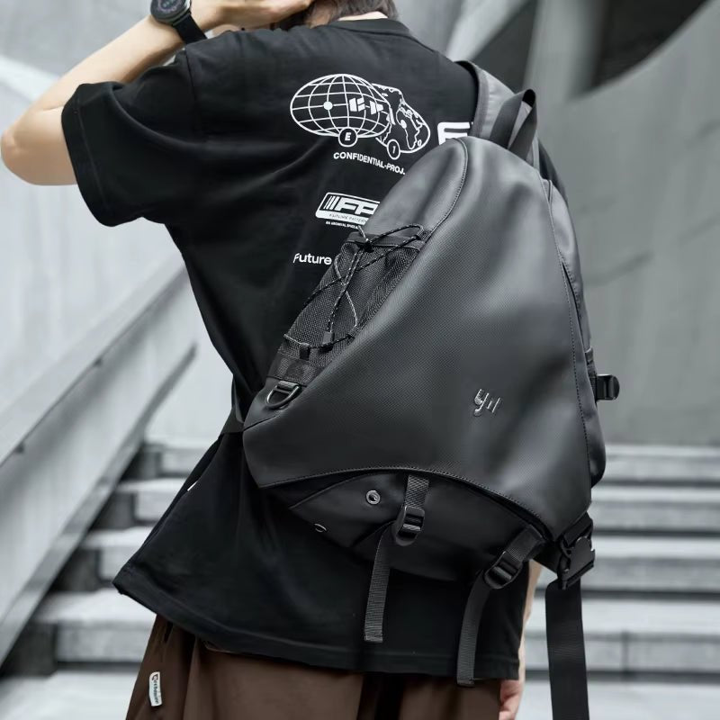 Luxury Men'S Chest Bag Waterproof Travel Crossbody Bags Embroidered Logo Leather Mixed Oxford Sports Causal Sling Bag for Men - MCROONS.COM