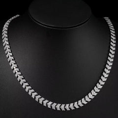 Luxury Silver Plated Arrow Chain Necklace 8MM Micro Pave Cuban Full Iced Out Cubic Zirconia Hip Hop Jewelry