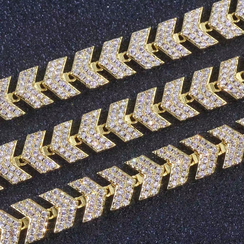 Luxury Silver Plated Arrow Chain Necklace 8MM Micro Pave Cuban Full Iced Out Cubic Zirconia Hip Hop Jewelry - MCROONS.COM