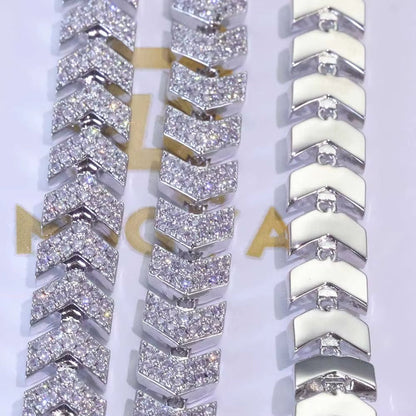 Luxury Silver Plated Arrow Chain Necklace 8MM Micro Pave Cuban Full Iced Out Cubic Zirconia Hip Hop Jewelry - MCROONS.COM