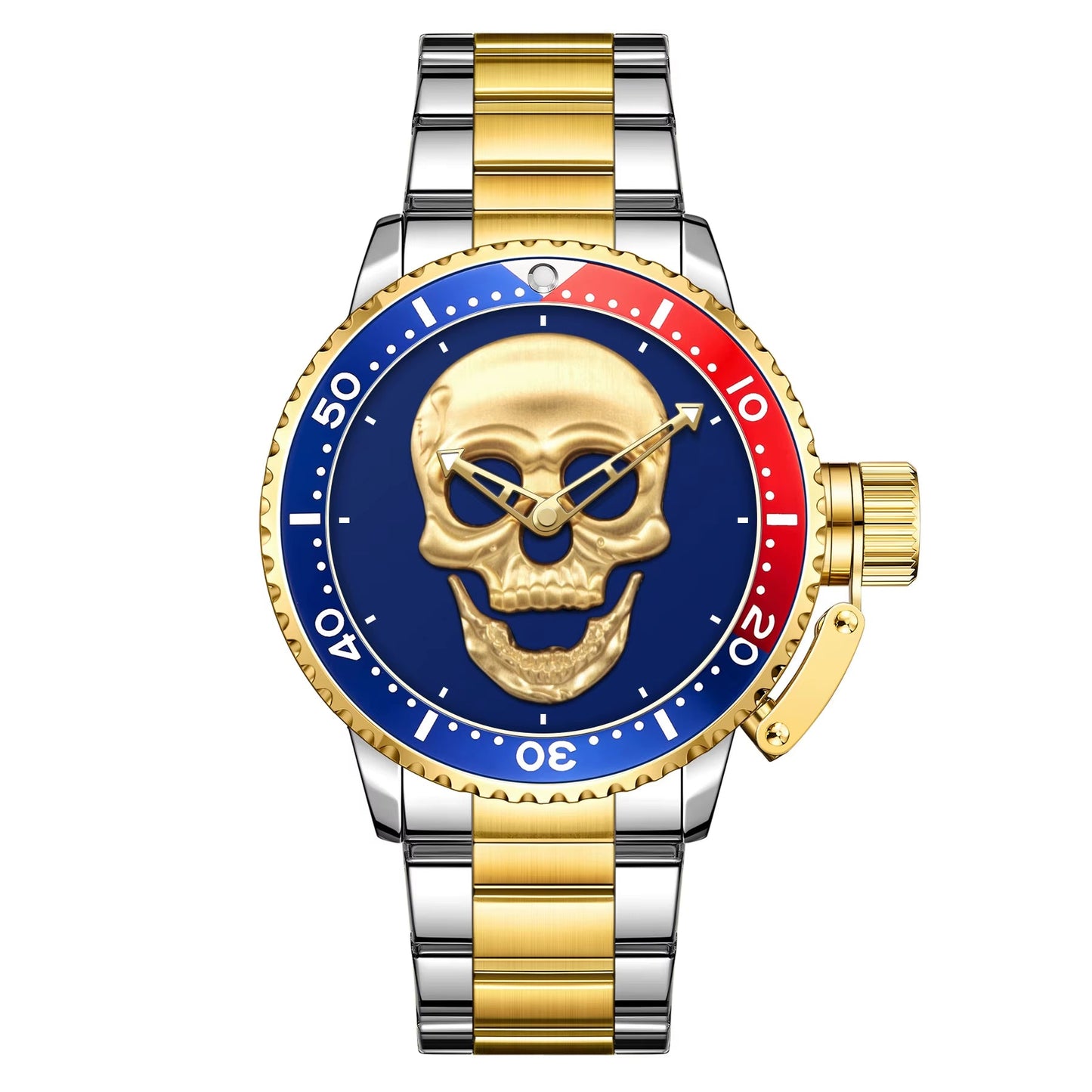 Luxury Watch WWOOR Men'S Waterproof Quartz Wrist Watch Fashion Luminous Skull Stainless Steel Watch for Men - MCROONS.COM