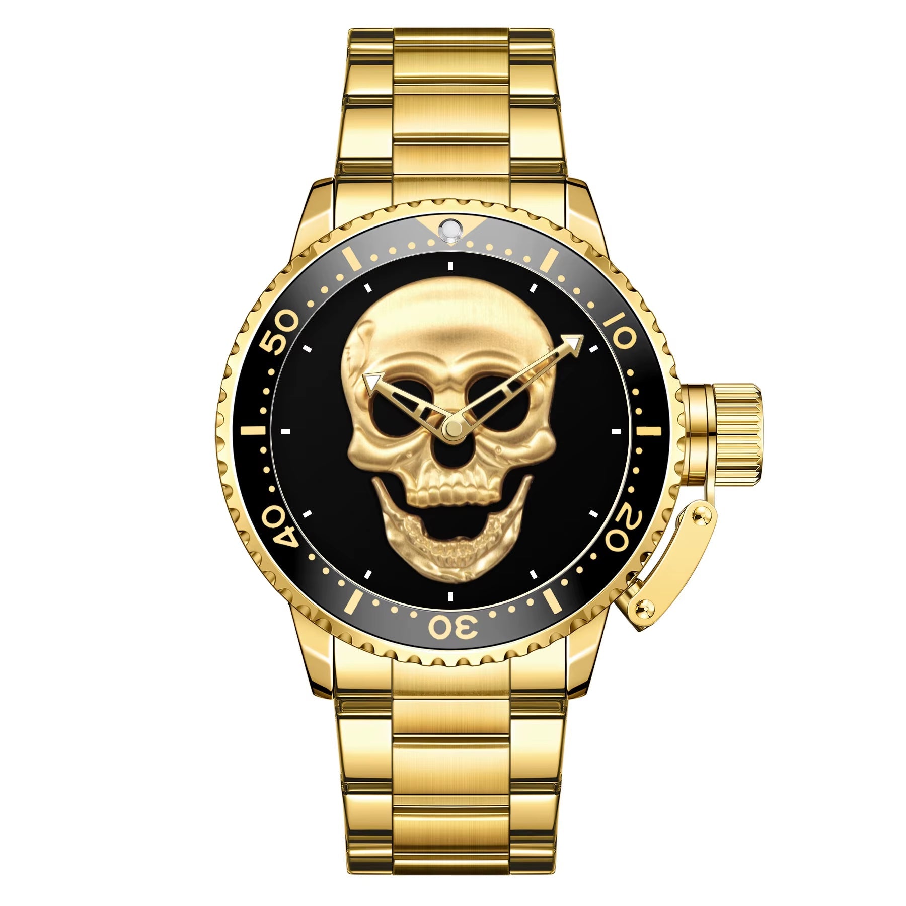 Luxury Watch WWOOR Men'S Waterproof Quartz Wrist Watch Fashion Luminous Skull Stainless Steel Watch for Men - MCROONS.COM