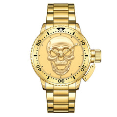 Luxury Watch WWOOR Men'S Waterproof Quartz Wrist Watch Fashion Luminous Skull Stainless Steel Watch for Men