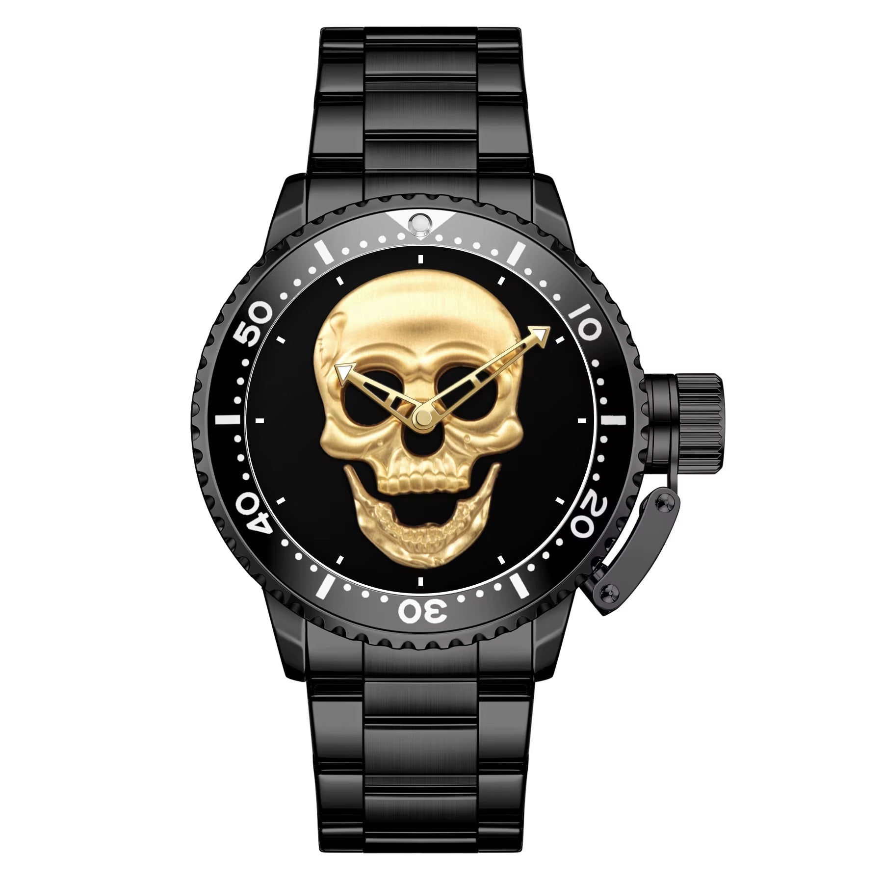 Luxury Watch WWOOR Men'S Waterproof Quartz Wrist Watch Fashion Luminous Skull Stainless Steel Watch for Men - MCROONS.COM
