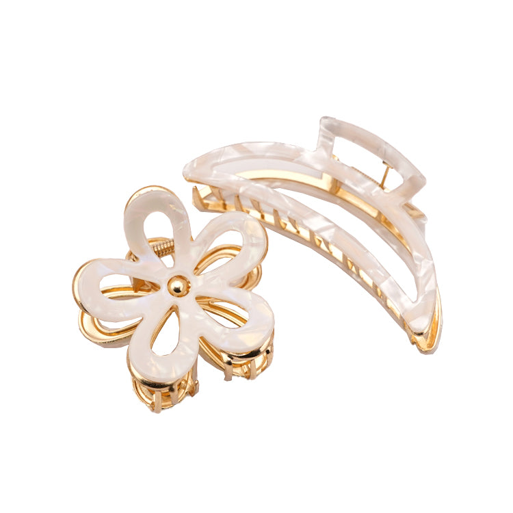 Customized Acetate Hair Claw Clips Silver White Half-Moon Shaped Hollow Environmentally Friendly Material
