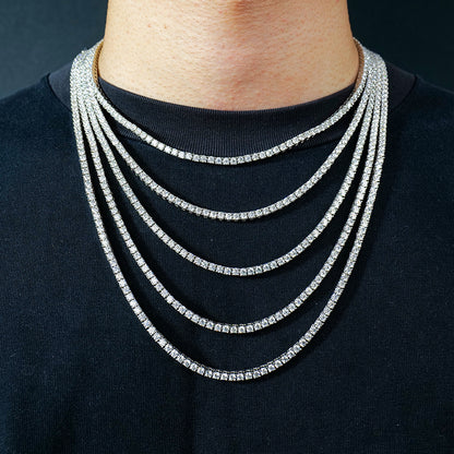 3Mm Gra Jewelry 925 Sterling Silver Vvs Tennis Ice Out Lab Grown Diamond Mossanite Moissanite Necklace Chain for Women Men