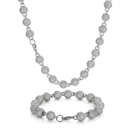 Unisex 8Mm Neck Chain Sterling Silver round Bead Micro Pave Diamond Jewelry for Party S925 Material Iced Out Chain for Women