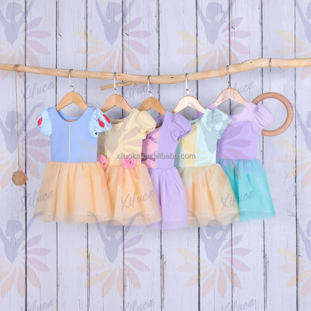 Girls Boutique Princess Dress Yoga Fabric Multi Layer Tulle Amusement Park Dance Wear Small Batch Custom