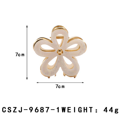 Customized Acetate Hair Claw Clips Silver White Half-Moon Shaped Hollow Environmentally Friendly Material