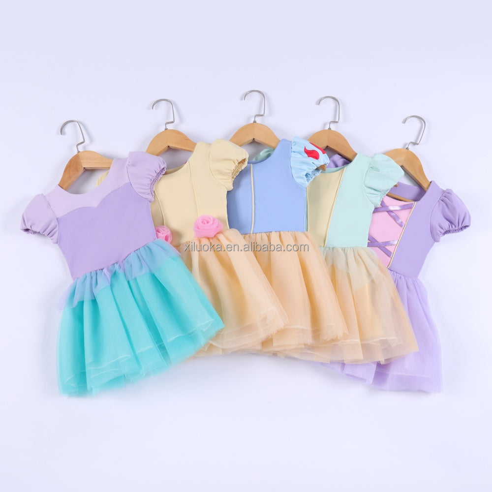 Girls Boutique Princess Dress Yoga Fabric Multi Layer Tulle Amusement Park Dance Wear Small Batch Custom