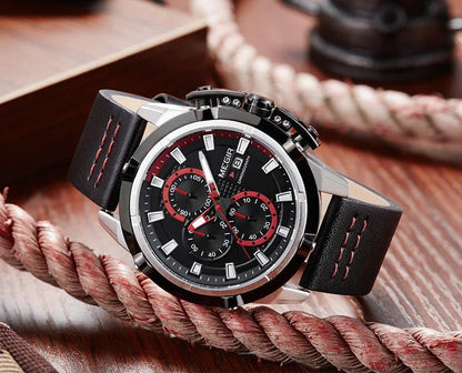 Megir Multifunctional Rolling Calendar Luminous Timing Racing Dashboard Men Fashionable Quartz Watch Cool Passionate - MCROONS.COM
