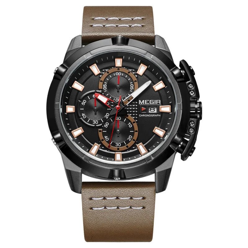 Megir Multifunctional Rolling Calendar Luminous Timing Racing Dashboard Men Fashionable Quartz Watch Cool Passionate - MCROONS.COM