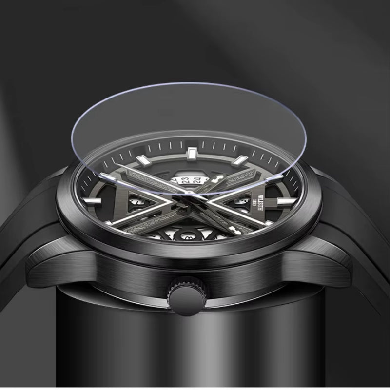 Men'S Luxury Black Wrist Watch with High Quality Silicone Strap Waterproof Luminous Quartz Watch for Men - MCROONS.COM