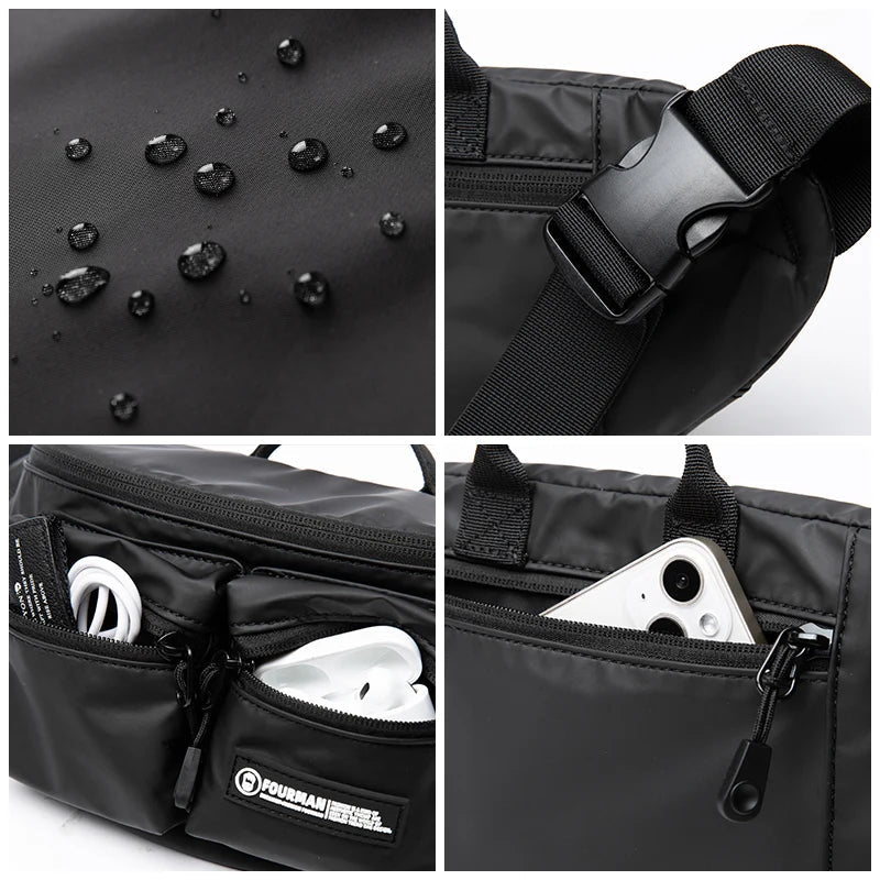 Men'S Shoulder Bag PVC Commute Vintage Water Resistant Travel Crossbody Bag Men Custom Logo Unisex Bags Can Fit 7.9 Inch Flat - MCROONS.COM