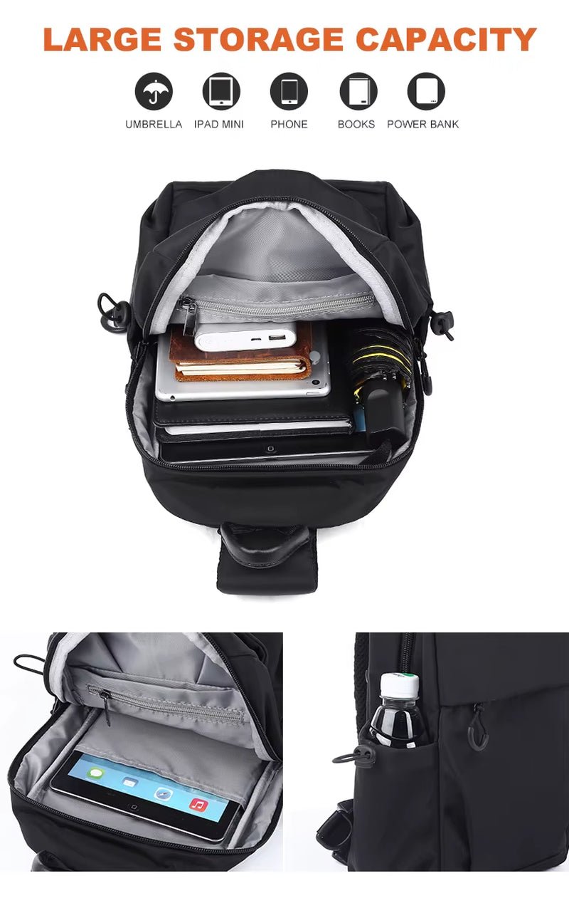 Men'S Sling Bag Large Capacity Unisex Waterproof Shoulder Sling Chest Bag Anti - Theft - MCROONS.COM