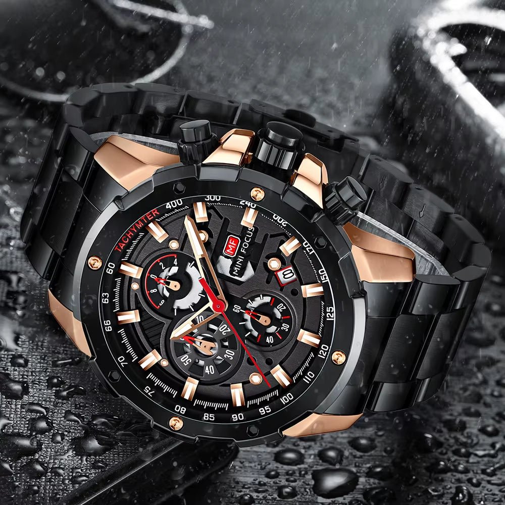 MINI FOCUS 0401G Multi Angle Gear with Three - Dimensional Hollow Dial Men Quartz Watch Mechanical Punk - MCROONS.COM