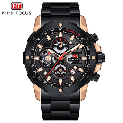 MINI FOCUS 0401G Multi Angle Gear with Three - Dimensional Hollow Dial Men Quartz Watch Mechanical Punk - MCROONS.COM