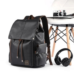 MOYYI Causal Laptop Backpack for Men Travel Vintage Backpack Waterproof Leather Business Backpack School Men'S Rucksack