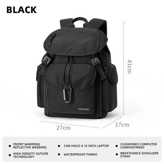 MOYYI Large Capacity 14 Inch Laptop Backpack for Men Outdoor Reflective Webbing School Bags Travel Backpack with Trolley Sleeve - MCROONS.COM