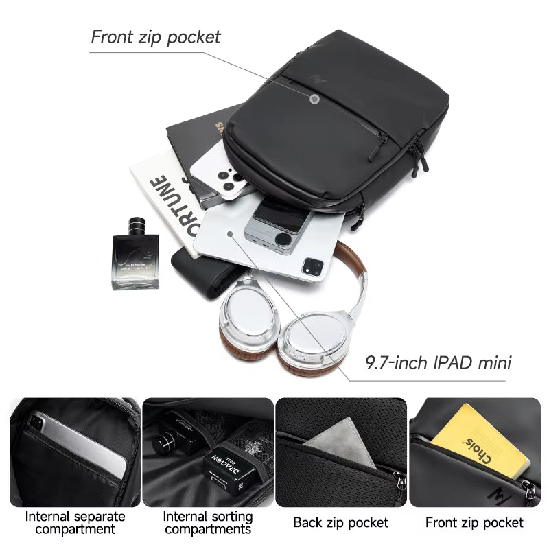 MOYYI Men'S Chest Bags Sports Outdoor Crossbody Bags for Travel Waterproof anti Theft Zipper Chest Sling Bag for Men - MCROONS.COM