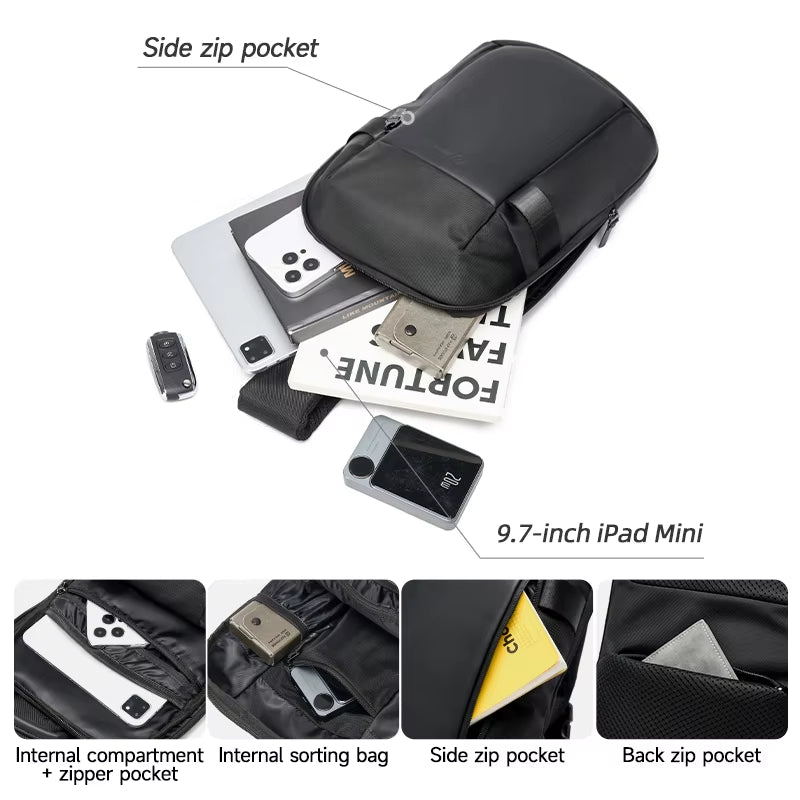 MOYYI Multi - Functional Zipper Chest Bag for Men Travel Men'S Crossbody Bag Anti - Theft Sling Shoulder Bag - MCROONS.COM