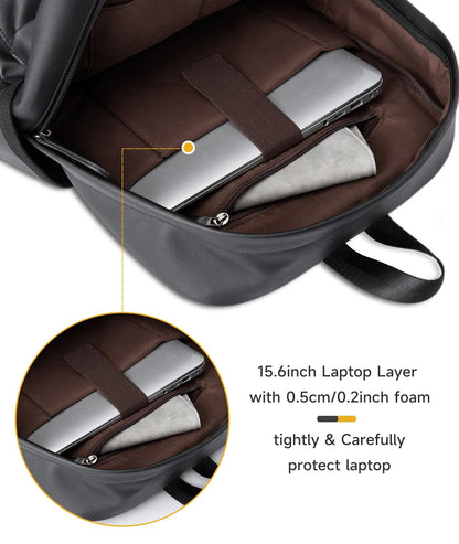 MOYYI PU Leather Bags for Men Backpack School Bag Business Leather Backpack - MCROONS.COM