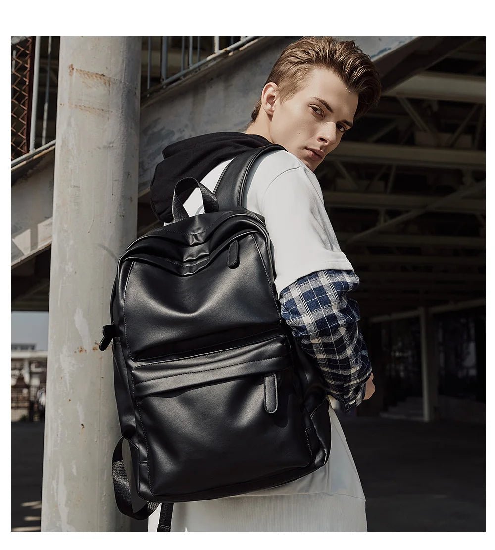 MOYYI PU Leather Bags for Men Backpack School Bag Business Leather Backpack - MCROONS.COM