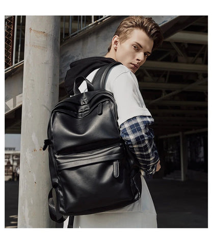 MOYYI PU Leather Bags for Men Backpack School Bag Business Leather Backpack - MCROONS.COM