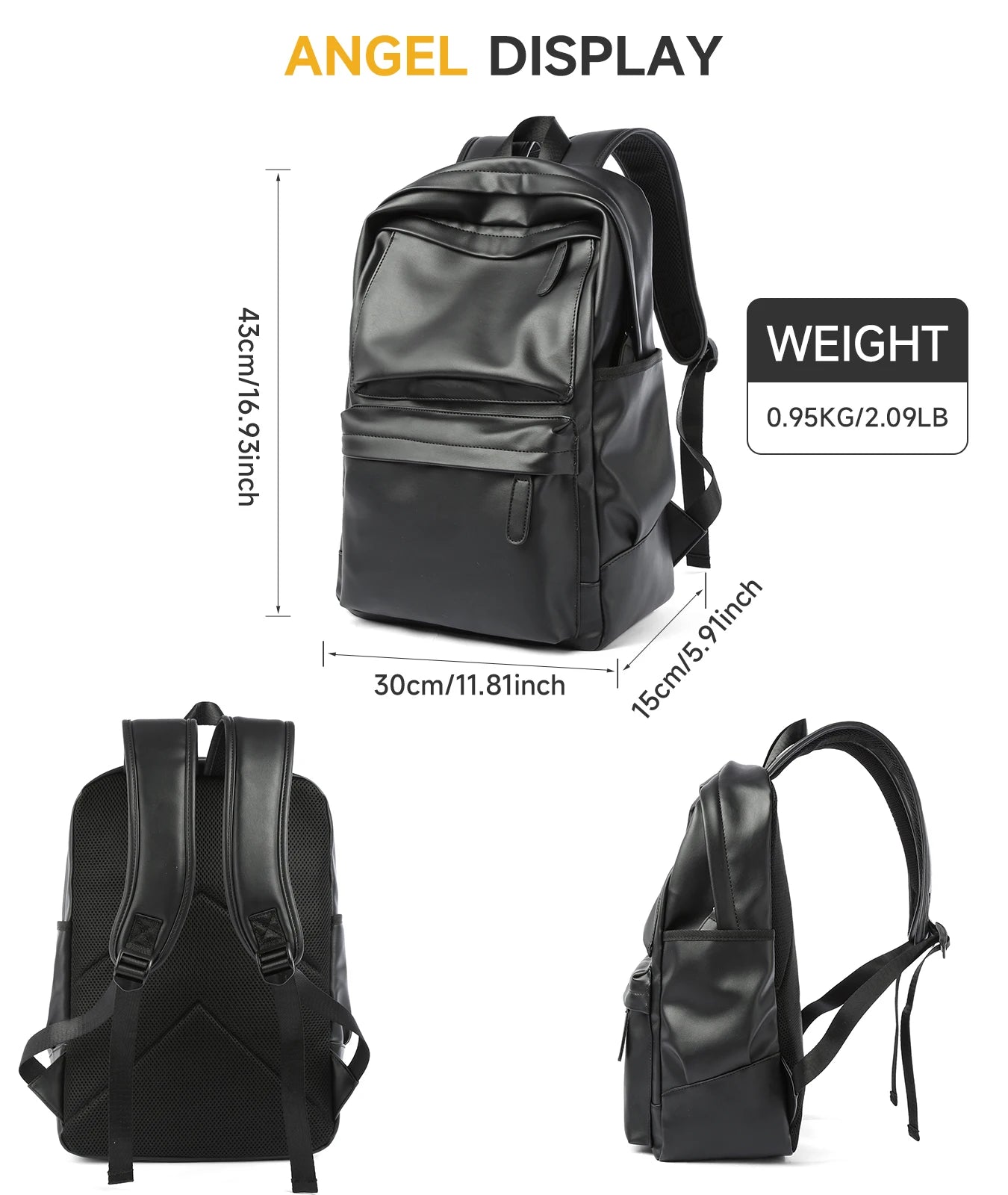 MOYYI PU Leather Bags for Men Backpack School Bag Business Leather Backpack - MCROONS.COM