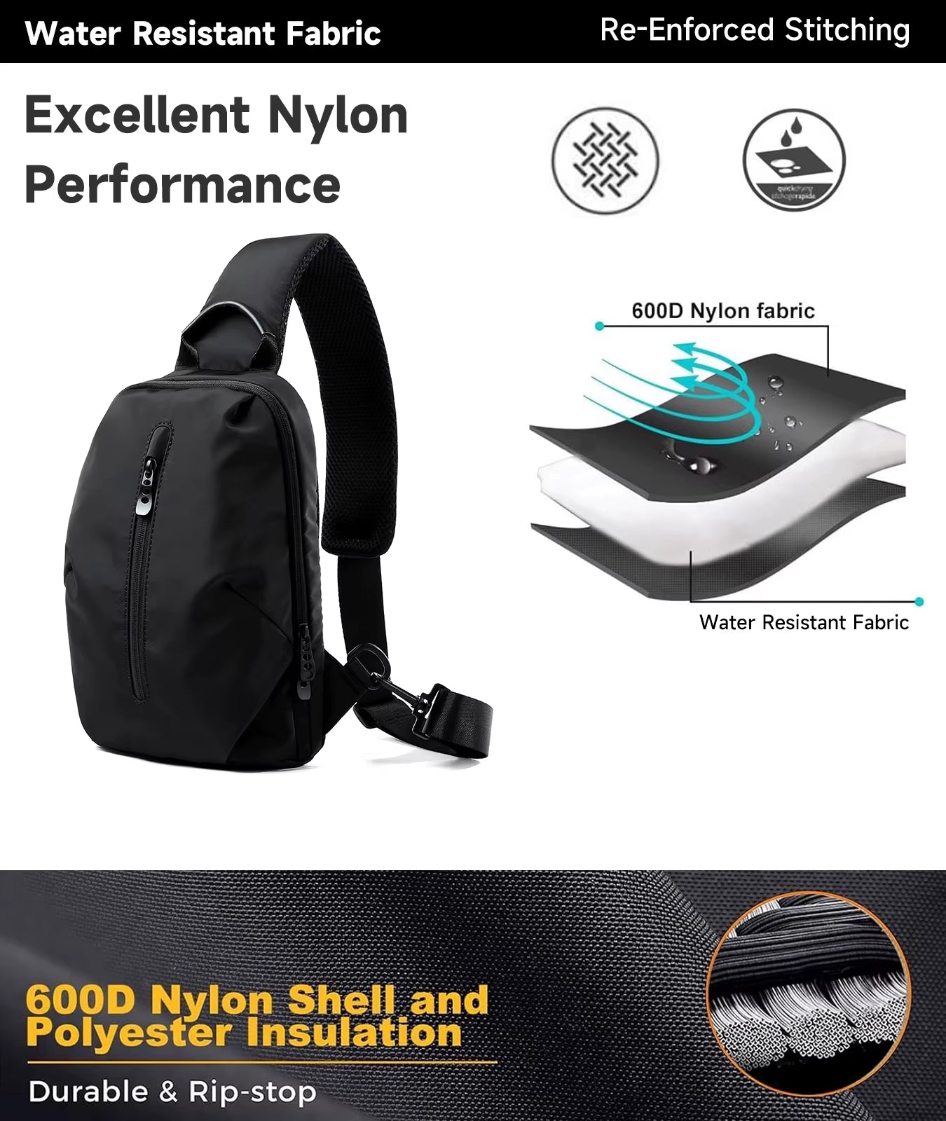 MOYYI Wholesale Waterproof Crossbody Bags for Men Outdoor Chest Sling Bags - MCROONS.COM