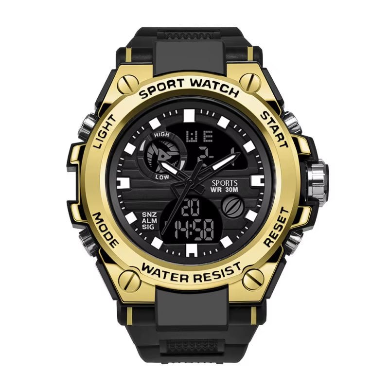 Multifunctional Outdoor Sports Watch Youth Silicone Electronic Watch Quartz Electronic Double Display Waterproof Luminous Watch - MCROONS.COM