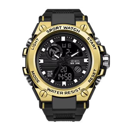 Multifunctional Outdoor Sports Watch Youth Silicone Electronic Watch Quartz Electronic Double Display Waterproof Luminous Watch - MCROONS.COM