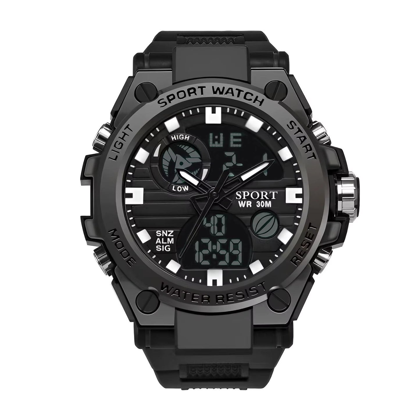Multifunctional Outdoor Sports Watch Youth Silicone Electronic Watch Quartz Electronic Double Display Waterproof Luminous Watch - MCROONS.COM