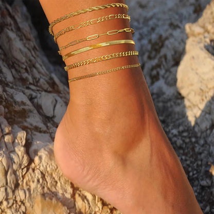 Multy Layer Summer Women'S Ankle Bracelet Fashion 18K Gold Plated Alloy Dainty Jewelry Foot Chain Anklet for Women . - MCROONS.COM